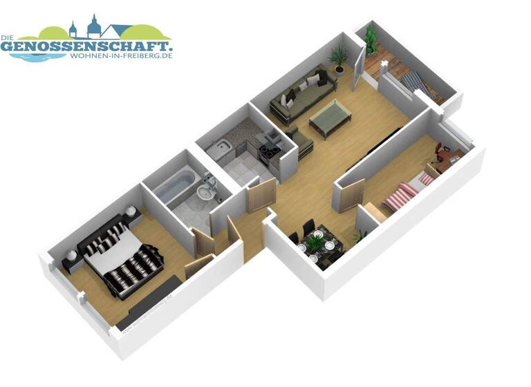 Wohnung zur Miete 389 € 3 Zimmer 55,2 m² 3. Geschoss Friedeburger Straße 42 Freiberg 09599