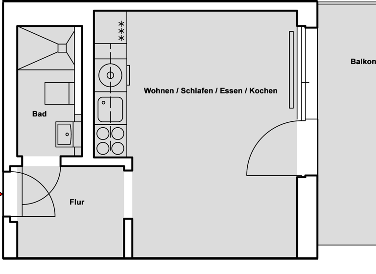 Studio zur Miete 257 € 1 Zimmer 25,7 m² EG frei ab sofort Waldstraße 13/15 Böhlen 04564