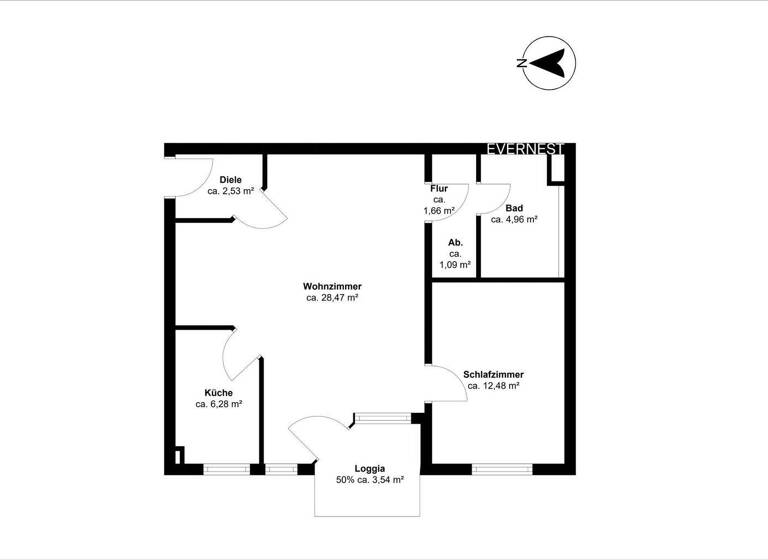 Wohnung zum Kauf 220.000 € 2 Zimmer 59,2 m² 2. Geschoss Gerresheim Düsseldorf 40625