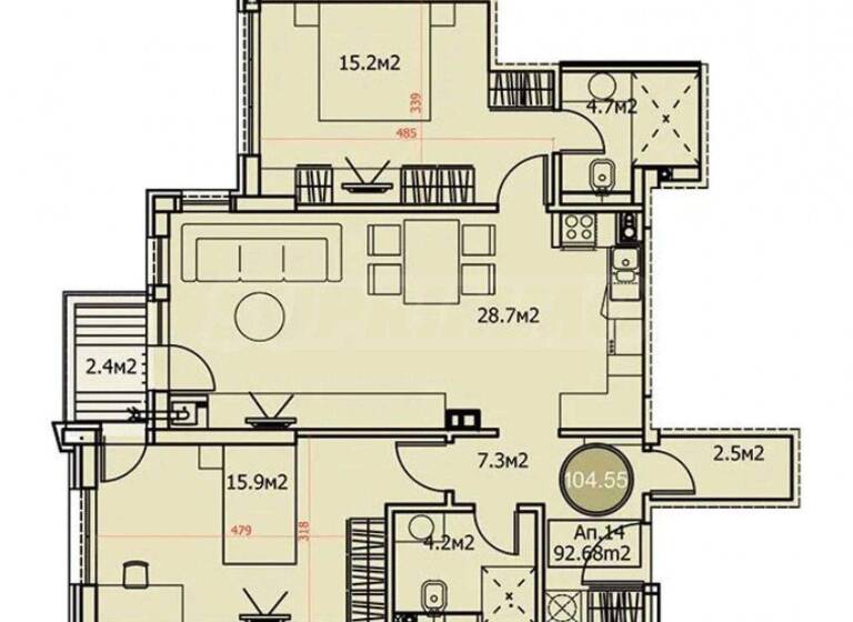 Studio zum Kauf 313.650 € 3 Zimmer 104,6 m² Sofia