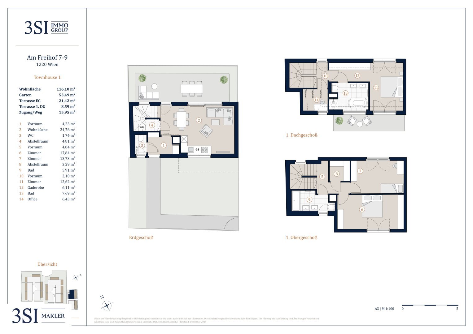 Reihenmittelhaus zum Kauf 782.000 € 4 Zimmer 116,1 m²<br/>Wohnfläche Am Freihof 9 Wien 1220