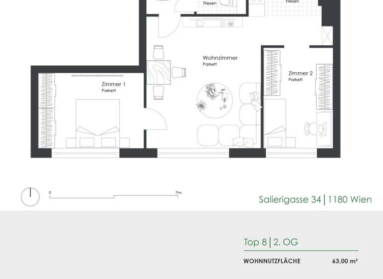 Wohnung zur Miete 867 € 3 Zimmer 63 m² 2. Geschoss Salierigasse 34 Wien 1180