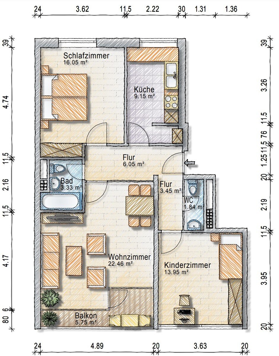 Wohnung zum Kauf 195.000 € 3 Zimmer 75 m²<br/>Wohnfläche Anderten Hannover / Anderten 30559