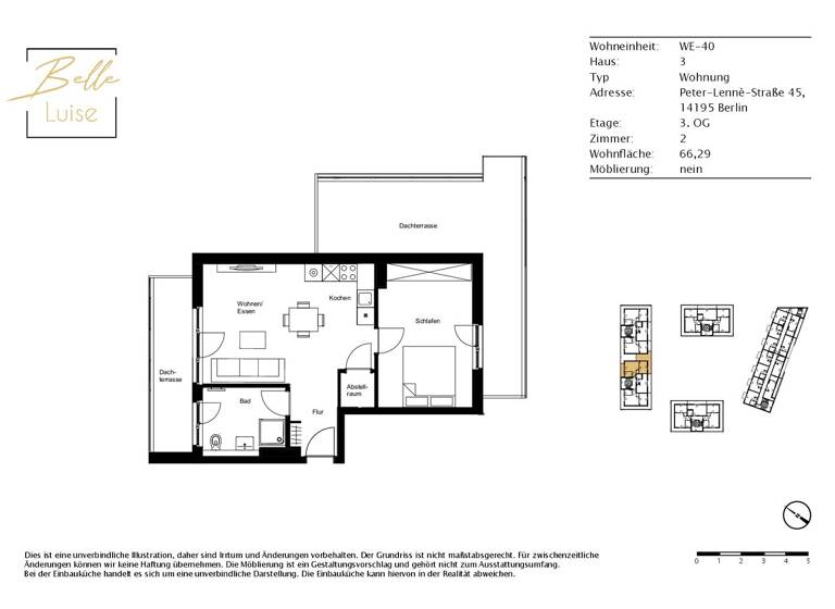 Wohnung zur Miete - Erstbezug 1.605 € 2 Zimmer 66,3 m² 3. Geschoss Peter-Lennè-Straße 45 Dahlem Berlin 14195