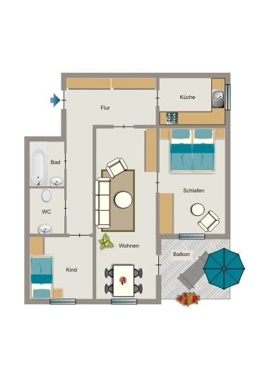 Wohnung zur Miete 544 € 3,5 Zimmer 68 m²<br/>Wohnfläche 2.<br/>Geschoss Elisabethstraße 15-17 Herten - Südwest Herten 45699