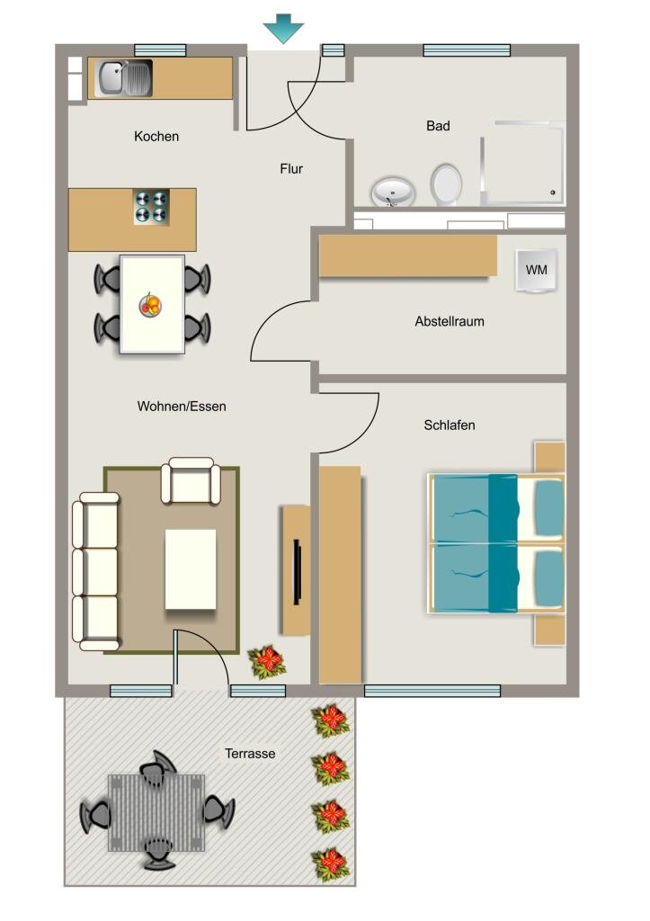 Wohnung zur Miete 826 € 2,5 Zimmer 62,5 m²<br/>Wohnfläche EG<br/>Geschoss Kronprinzenstraße 55 Kaiserbrunnen Dortmund 44135