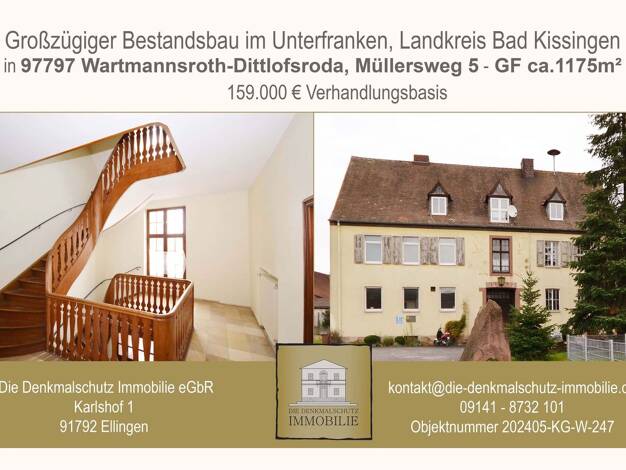 Haus zum Kauf 159.000 € 271 m² 1.175 m² Grundstück Müllersweg 5 Dittlofsroda Wartmannsroth 97797