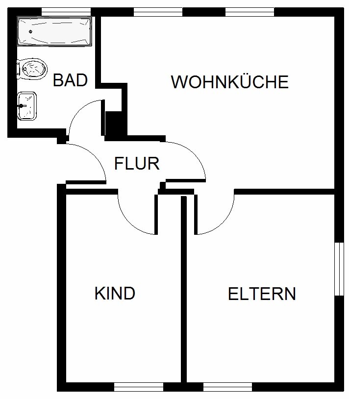 Wohnung zur Miete 309 € 2 Zimmer 46,2 m²<br/>Wohnfläche 1.<br/>Geschoss Feldhauser Straße 233 Scholven Gelsenkirchen 45896