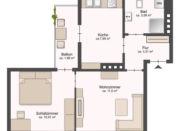 Wohnung zum Kauf 129.000 € 2 Zimmer 38 m² 2. Geschoss frei ab sofort Findorff-Bürgerweide Bremen 28215