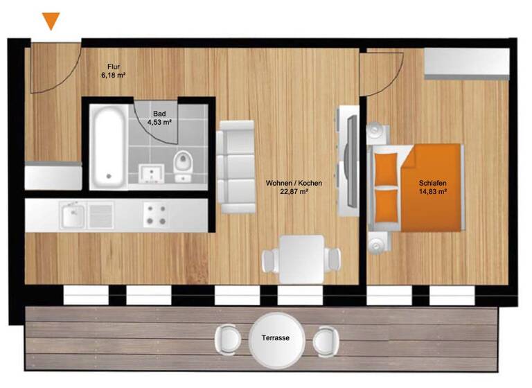 Terrassenwohnung zur Miete 560 € 2 Zimmer 55,8 m² EG Dorfstraße 1h Saalhausen Freital / Saalhausen 01705