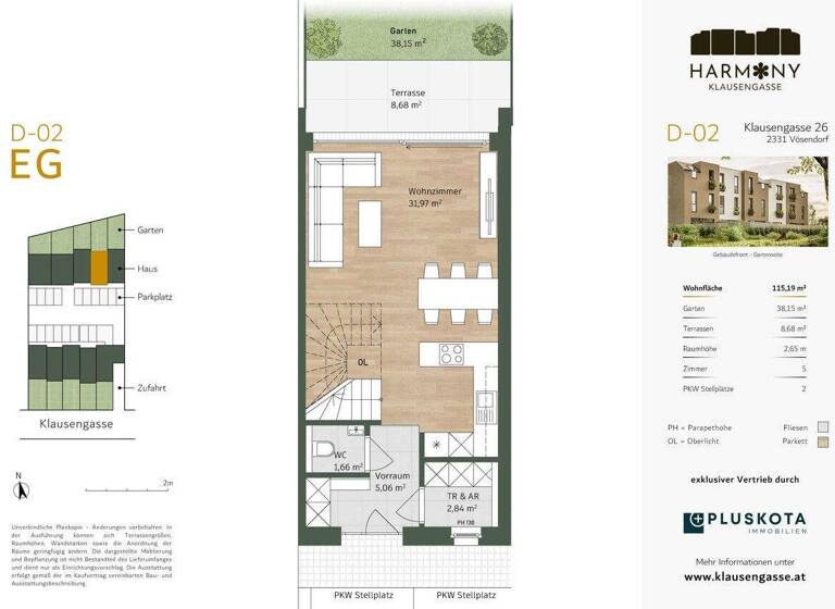 Reihenmittelhaus zum Kauf - Erstbezug 658.000 € 5 Zimmer 115,2 m² Niederösterreich 2331