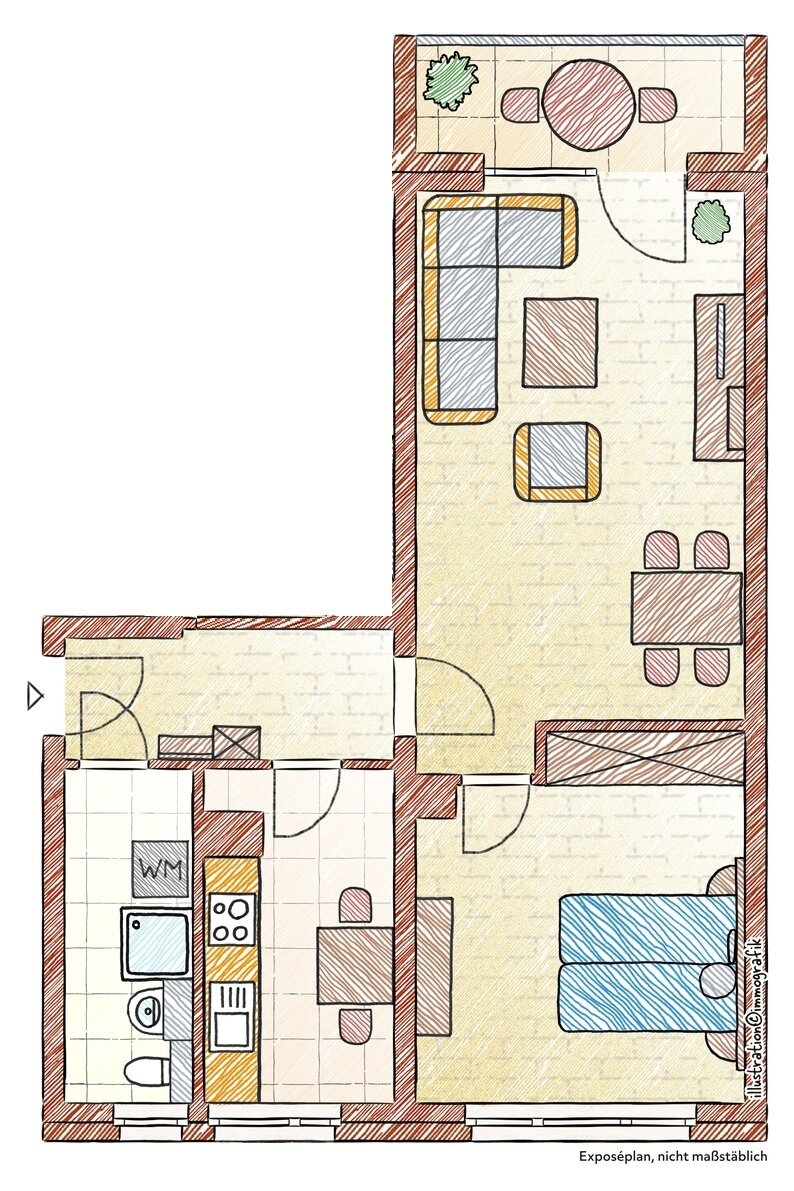 Wohnung zur Miete 316 € 2 Zimmer 49,8 m²<br/>Wohnfläche EG<br/>Geschoss Keplerstraße 25 Siegmar 852 Chemnitz 09117