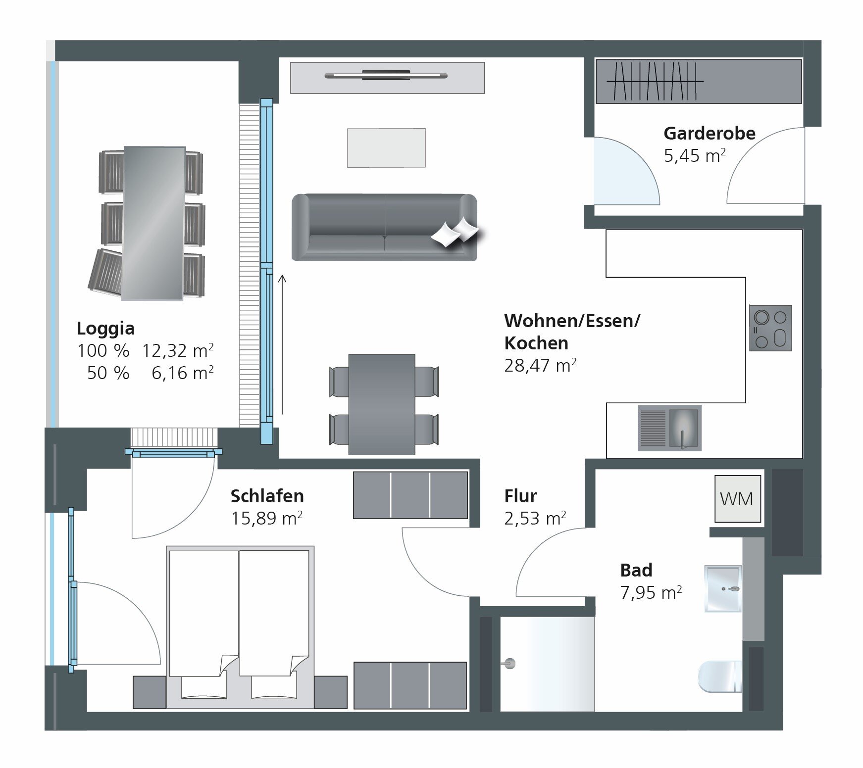 Wohnung zum Kauf provisionsfrei 527.000 € 2 Zimmer 66,5 m²<br/>Wohnfläche 1.<br/>Geschoss 01.12.2024<br/>Verfügbarkeit Alt-Söflingen Ulm 89077