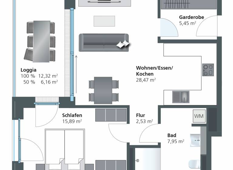 Wohnung zum Kauf provisionsfrei 527.000 € 2 Zimmer 66,5 m²<br/>Wohnfläche 1.<br/>Geschoss Weststadt Ulm 89077