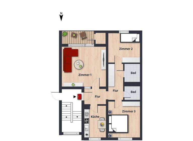Wohnung zur Miete 542 € 3 Zimmer 74,9 m² 2. Geschoss frei ab sofort Cottbuser Str. 24 Westhagen Wolfsburg 38444