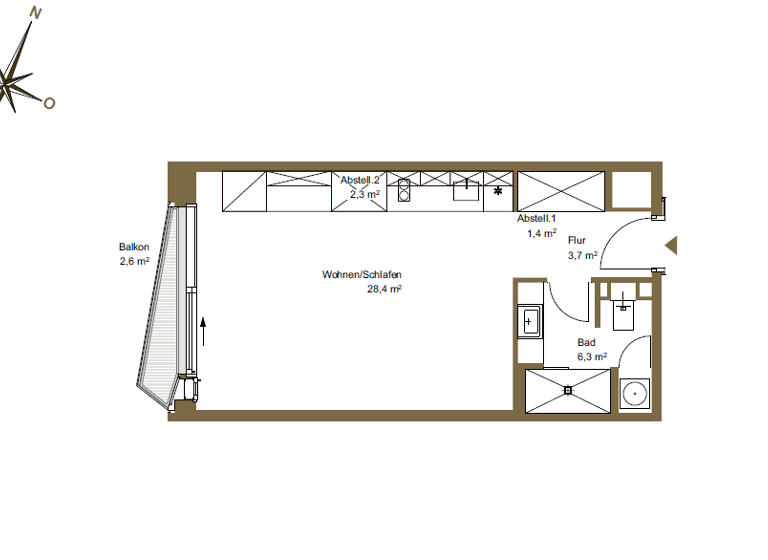 Wohnung zur Miete 1.390 € 1 Zimmer 43,4 m²<br/>Wohnfläche 6.<br/>Geschoss Am Sandtorpark 3 HafenCity Hamburg 20457