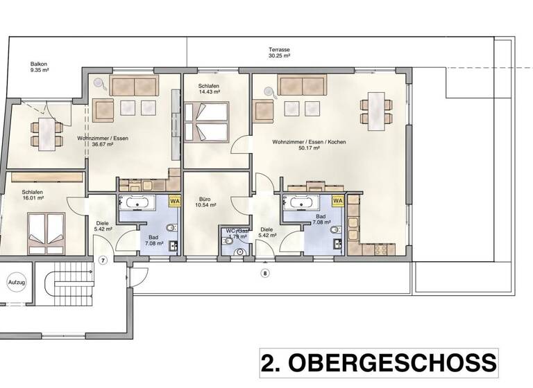 Penthouse zum Kauf - Neubau provisionsfrei 509.500 € 3,5 Zimmer 122,4 m²<br/>Wohnfläche 2.<br/>Geschoss ab sofort<br/>Verfügbarkeit Konrad Adenauer Straße 37 Uffenheim Uffenheim 97215