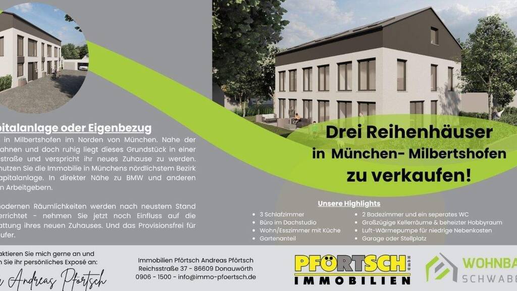 Reihenmittelhaus zum Kauf - Erstbezug provisionsfrei 1.179.403 € 5 Zimmer 145 m² 220 m² Grundstück Milbertshofen-Am Hart München 80937