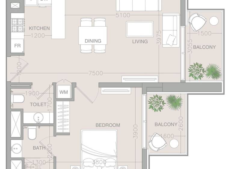 Wohnung zum Kauf provisionsfrei 302.524 € 2 Zimmer 66,2 m² Dubai 00000