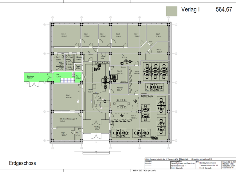 Bürogebäude zur Miete provisionsfrei 9 € 565 m² Bürofläche Theodor-Schmidt-Straße 17 Industriegebiet Bayreuth 95448