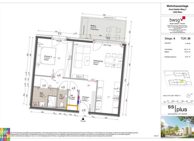 Wohnung zum Kauf - Erstbezug provisionsfrei 313.999 € 2 Zimmer 62,1 m² Anni-Haider-Weg 3 Wien 1220