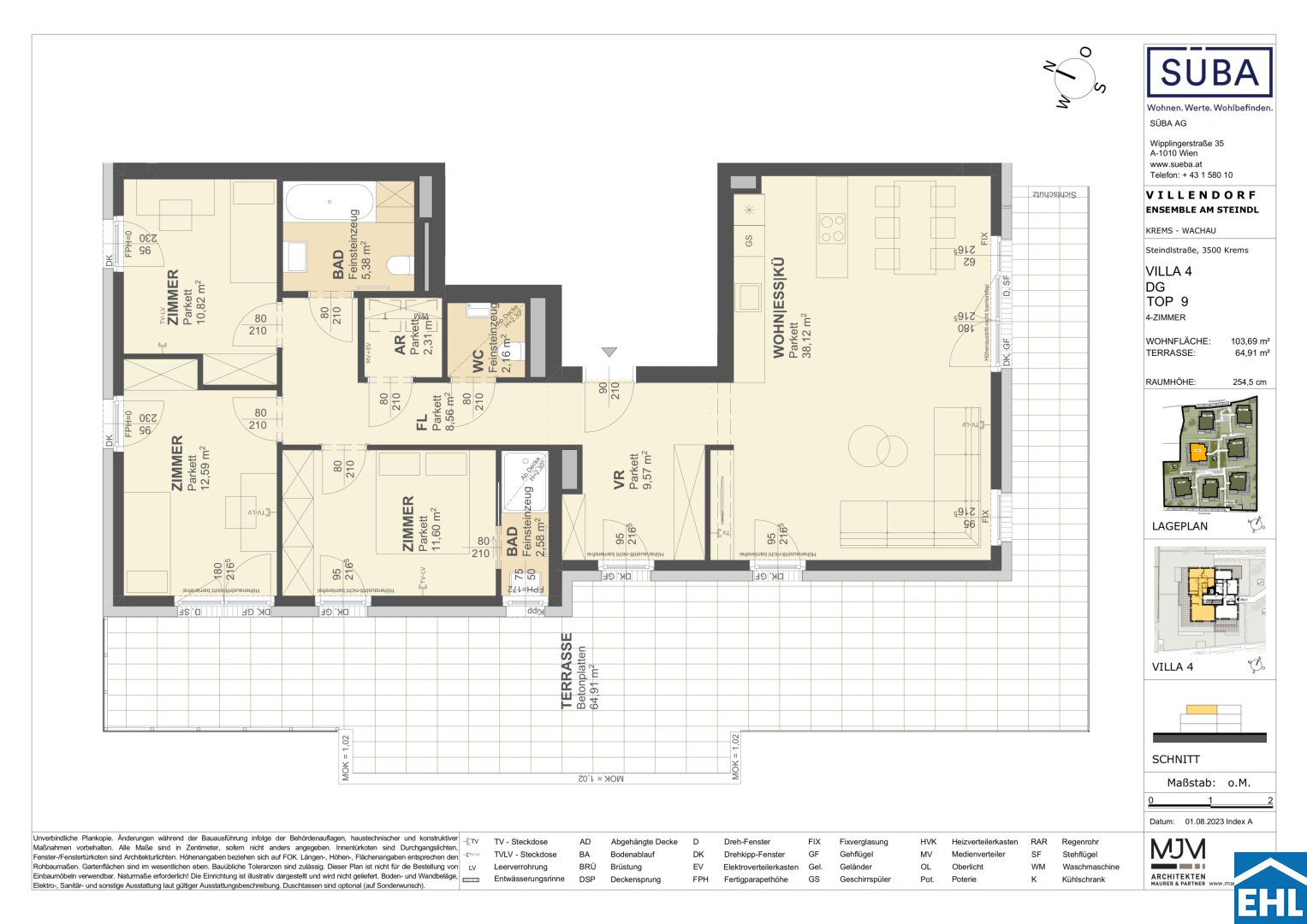 Wohnung zum Kauf 880.000 € 4 Zimmer 103,7 m²<br/>Wohnfläche Steindlstraße Krems an der Donau Krems an der Donau 3500