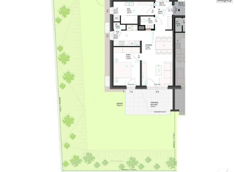 Wohnung zur Miete - Erstbezug 805 € 2 Zimmer 63,7 m² EG frei ab 01.05.2026 Eggelsberg 5142