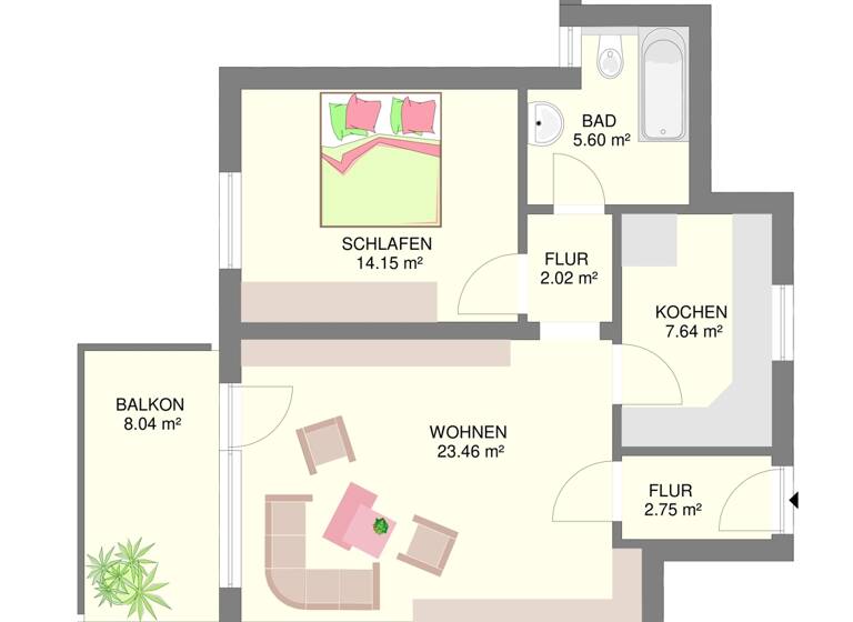 Wohnung zum Kauf 134.000 € 2 Zimmer 60 m²<br/>Wohnfläche Amstetten Amstetten 73340
