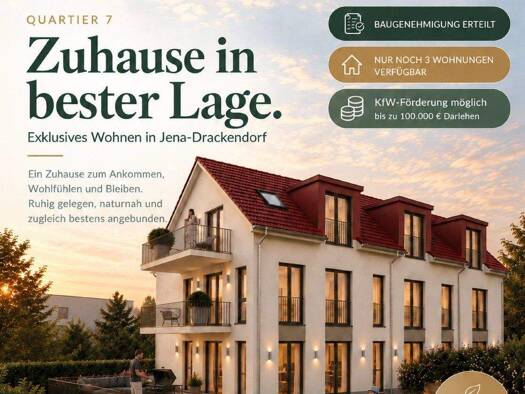 Wohnung zum Kauf - Erstbezug provisionsfrei 339.000 € 4 Zimmer 78 m² Geschoss 1/3 Drackendorf Jena 07751