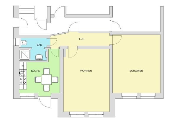 Wohnung zur Miete 550 € 2 Zimmer 54,4 m²<br/>Wohnfläche Kreuz Münster 48149