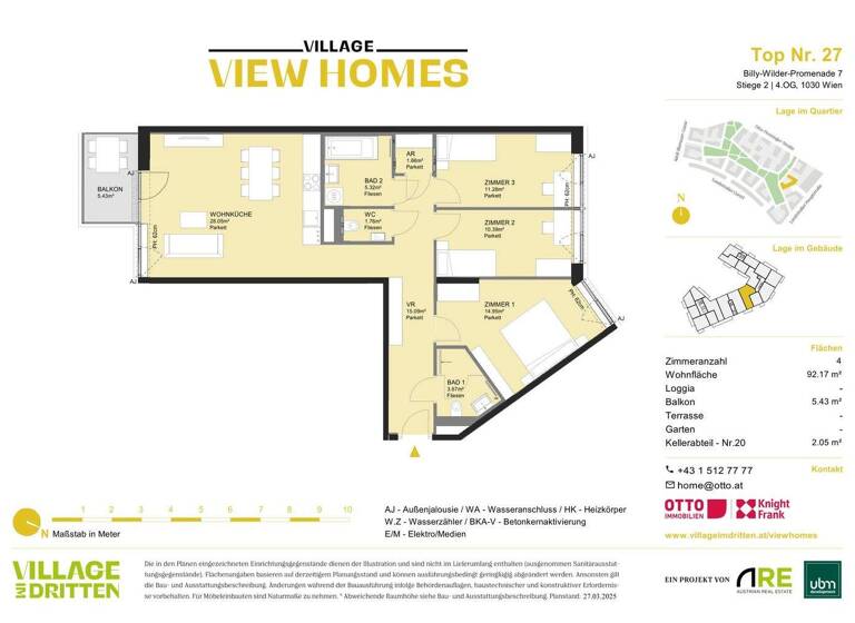 Wohnung zum Kauf - Erstbezug 699.000 € 4 Zimmer 92,2 m² 4. Geschoss Wien 1030