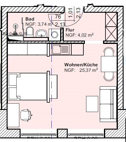 Wohnung zur Miete 620 € 1 Zimmer 34,4 m²<br/>Wohnfläche EG<br/>Geschoss 01.01.2025<br/>Verfügbarkeit Feldweg 7A Grünheide Grünheide (Mark) 15537