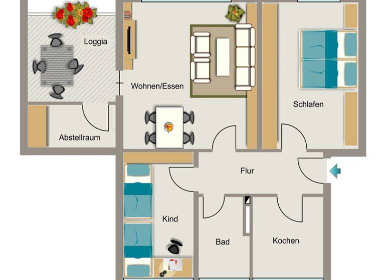 Wohnung zum Kauf provisionsfrei 279.000 € 3,5 Zimmer 76 m² 2. Geschoss Am Falder 67 Holthausen Düsseldorf 40589