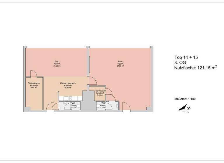Bürogebäude zur Miete 13,50 € 2 Zimmer 121,2 m² Bürofläche Heiligenstädter Straße Wien 1190