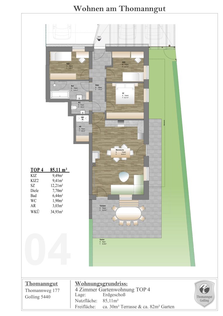 Wohnung zum Kauf provisionsfrei 629.000 € 4 Zimmer 85,2 m²<br/>Wohnfläche EG<br/>Geschoss Golling an der Salzach 5440