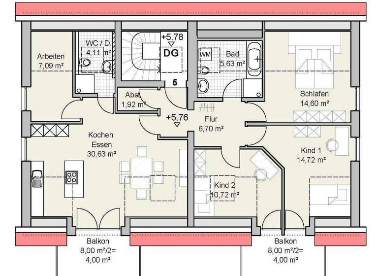 Penthouse zum Kauf provisionsfrei 524.000 € 5 Zimmer 105 m² 1. Geschoss Feldstraße 15 Erlingen Meitingen 86405