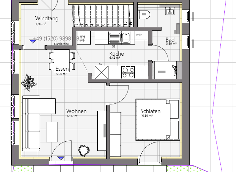 Terrassenwohnung zur Miete 550 € 2,5 Zimmer 38 m² frei ab 01.05.2026 Schnurgasse 20 Künzelsau 74653