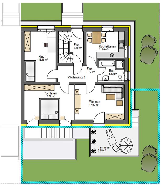 Wohnung zum Kauf provisionsfrei als Kapitalanlage geeignet 309.000 € 3 Zimmer 79 m²<br/>Wohnfläche Matzentalweg 4 Reckingen Küssaberg 79790