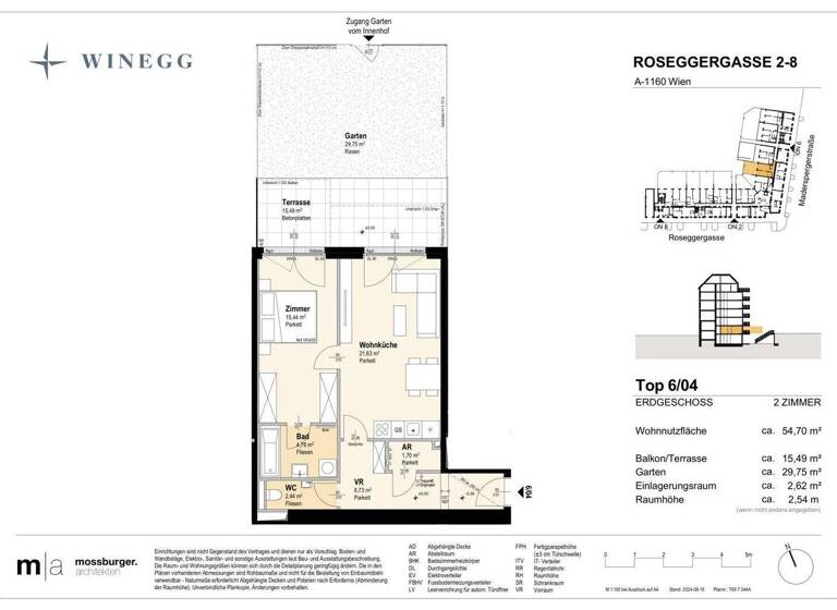 Wohnung zum Kauf - Erstbezug 314.100 € 2 Zimmer 54,7 m² EG Roseggergasse 2-8 Wien 1160