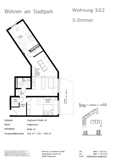 Wohnung zum Kauf provisionsfrei als Kapitalanlage geeignet 489.000 € 3 Zimmer 99,9 m² Unghauser Straße 10 Burghausen Burghausen 84489