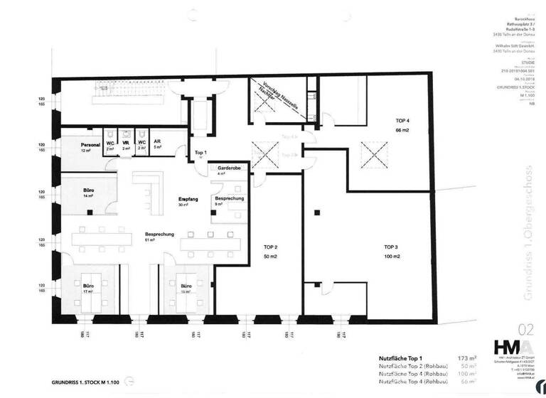 Büro zur Miete 3.000 € 5 Zimmer 173 m² Bürofläche Tulln an der Donau 3430