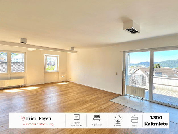 Wohnung zur Miete 1.300 € 4 Zimmer 123 m² 3. Geschoss Weismark-Feyen Trier 54294