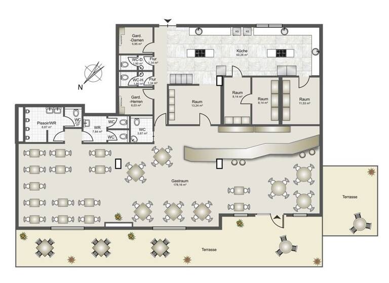 Bar/Café zur Miete 4.858 € 178 m² Gastrofläche Binz 18609