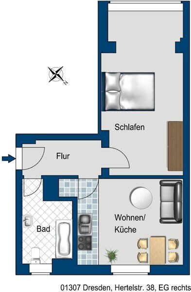 Wohnung zur Miete 385 € 3 Zimmer 47,2 m²<br/>Wohnfläche 24.11.2024<br/>Verfügbarkeit Hertelstr. 38 Johannstadt-Nord (Gutenbergstr.) Dresden 01307