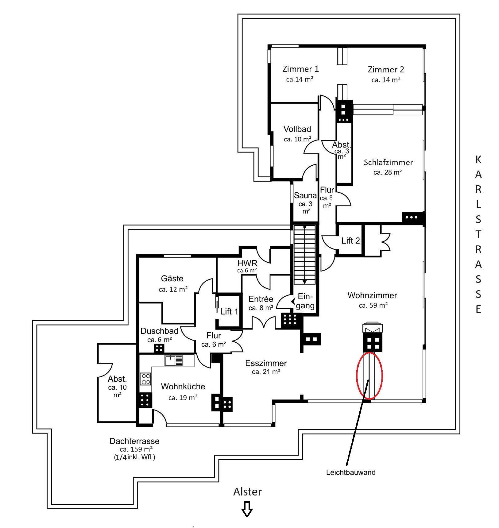 Penthouse zum Kauf 2.995.000 € 6 Zimmer 265 m²<br/>Wohnfläche 3.<br/>Geschoss Uhlenhorst Hamburg 22085