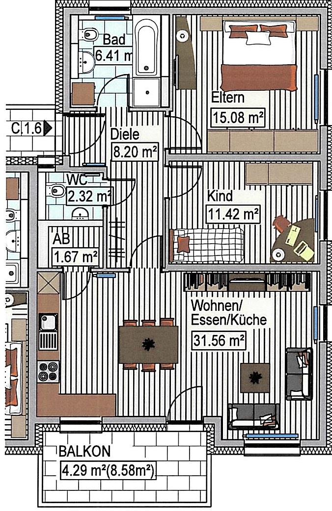 Wohnung zur Miete 890 € 3 Zimmer 81 m²<br/>Wohnfläche 3.<br/>Geschoss Senden Senden 89250