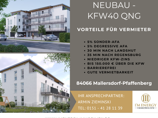 Terrassenwohnung zum Kauf - Erstbezug provisionsfrei 254.600 € 1 Zimmer 48,1 m² EG Mallersdorf Mallersdorf-Pfaffenberg 84066