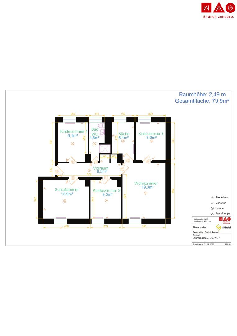 Wohnung zur Miete 397 € 4 Zimmer 75,5 m²<br/>Wohnfläche 01.02.2025<br/>Verfügbarkeit Steyr Steyr 4400