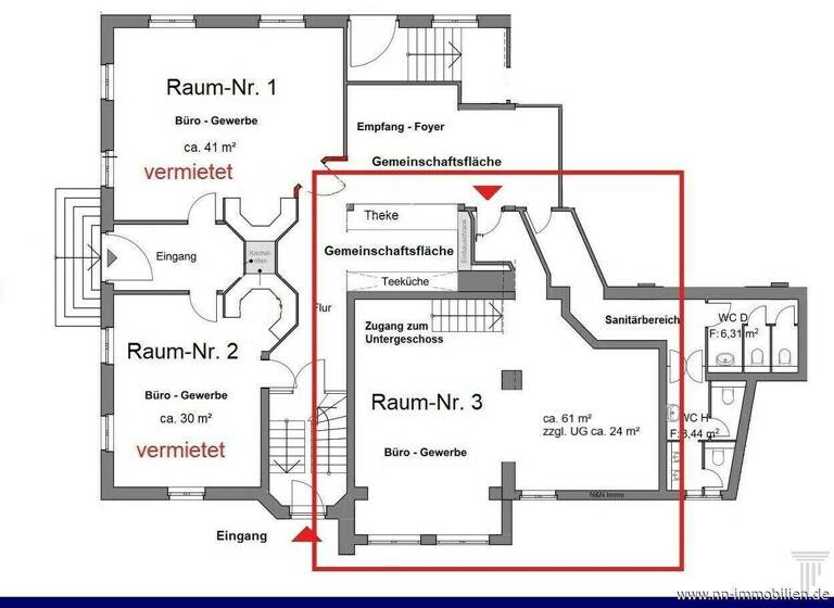 Bürofläche zur Miete 550 € 1 Zimmer Auggen 79424