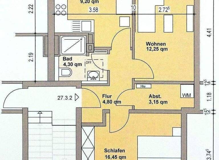 Wohnung zur Miete - Erstbezug 995 € 2 Zimmer 53,5 m² 3. Geschoss frei ab sofort Donnersbergstraße 27-37 Niederrad Frankfurt am Main 60528